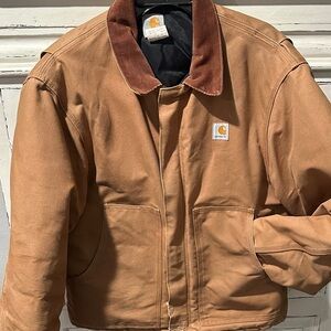 Carhartt Brown/Tan Duck Work Jacket with Corduroy Collar